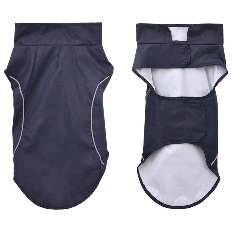 Petshop - Articole imbracaminte - Haine animale - Pelerina de ploaie pentru caini cu benzi reflectorizante M, bleumarin - Infinity.ro