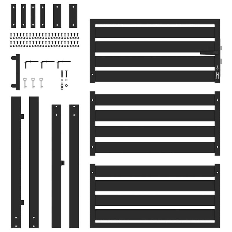 Casa si Gradina - Constructii - Usi interior, exterior si garaj - Usi garaj - Poarta de gradina incuiabil neagra 100x120 cm aluminiu - Infinity.ro