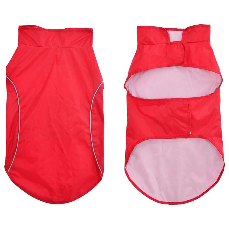 Petshop - Articole imbracaminte - Haine animale - Pelerina de ploaie pentru caini cu benzi reflectorizante 2XL, roșu - Infinity.ro