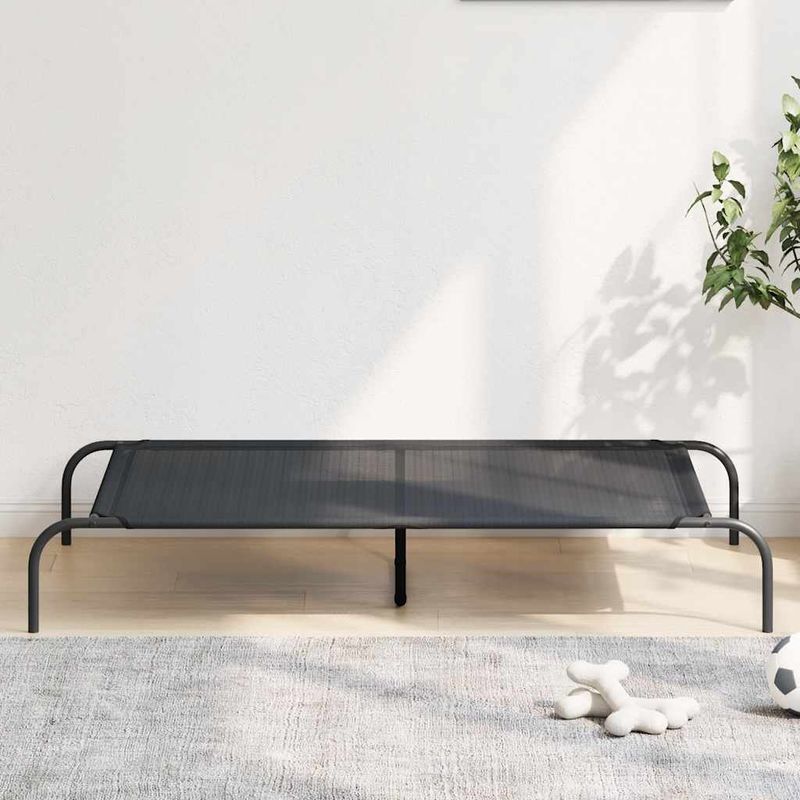 Petshop - Accesorii petshop - Culcusuri si custi - Culcusuri si saltele - Pat inaltat pentru caini negru 130x80x20 cm Textilena si otel - Infinity.ro