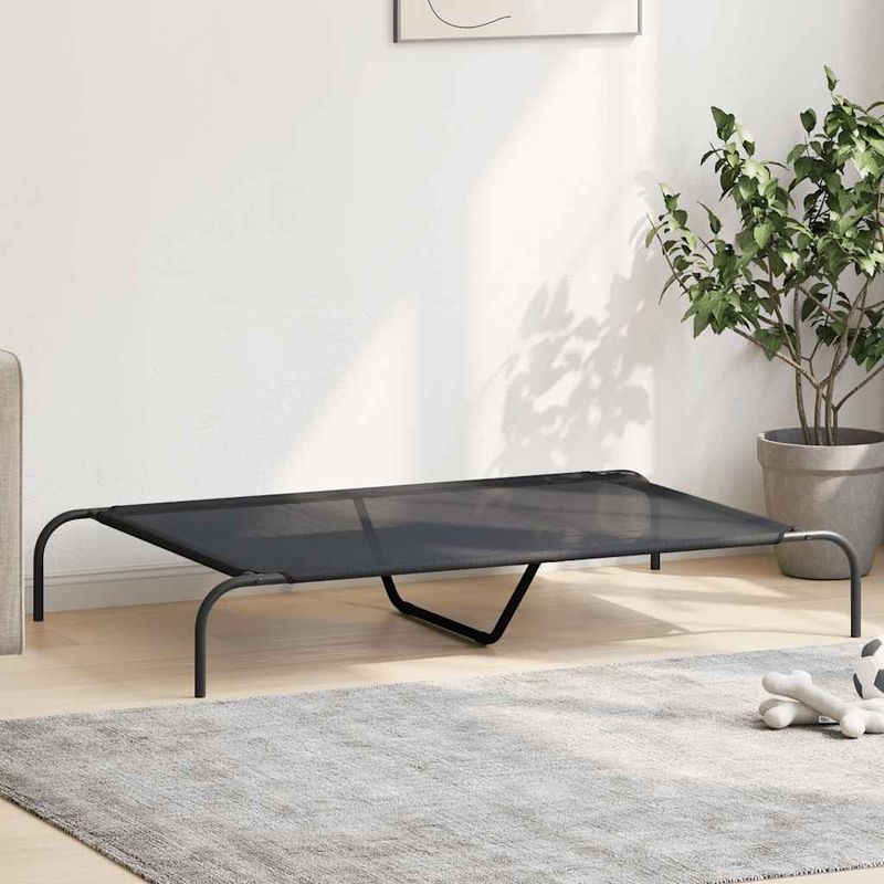 Petshop - Accesorii petshop - Culcusuri si custi - Culcusuri si saltele - Pat inaltat pentru caini negru 130x80x20 cm Textilena si otel - Infinity.ro