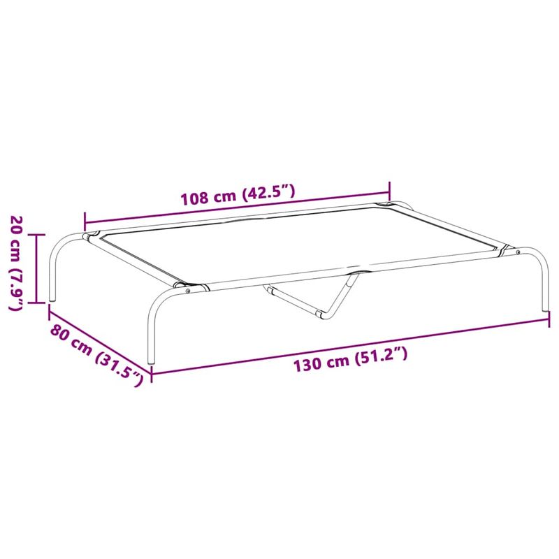 Petshop - Accesorii petshop - Culcusuri si custi - Culcusuri si saltele - Pat inaltat pentru caini negru 130x80x20 cm Textilena si otel - Infinity.ro