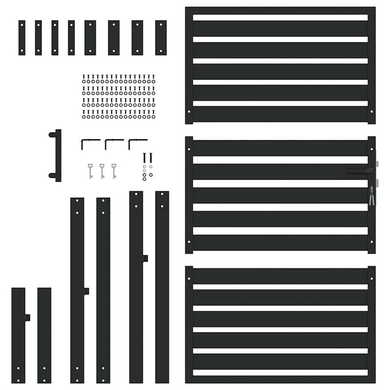 Casa si Gradina - Constructii - Usi interior, exterior si garaj - Usi garaj - Poarta de gradina incuiata neagra 100x150 cm aluminiu - Infinity.ro