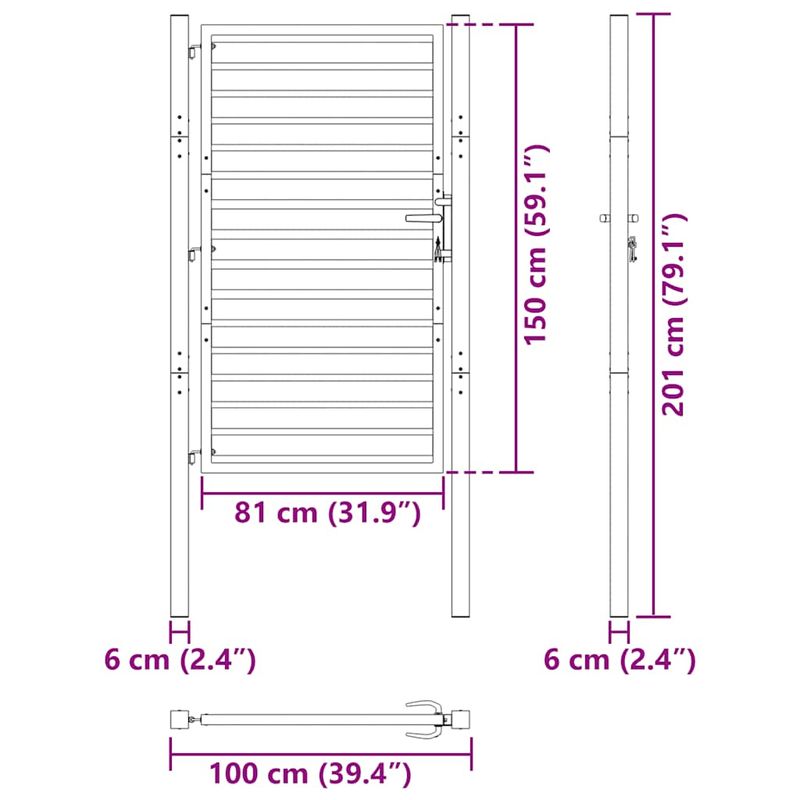 Casa si Gradina - Constructii - Usi interior, exterior si garaj - Usi garaj - Poarta de gradina incuiata neagra 100x150 cm aluminiu - Infinity.ro