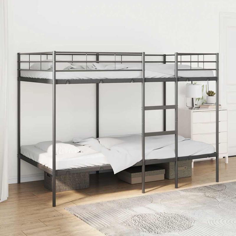 Casa si Gradina - Mobilier - Paturi si accesorii - Paturi - Pat supraetajat fara saltea negru 100x200 cm otel - Infinity.ro