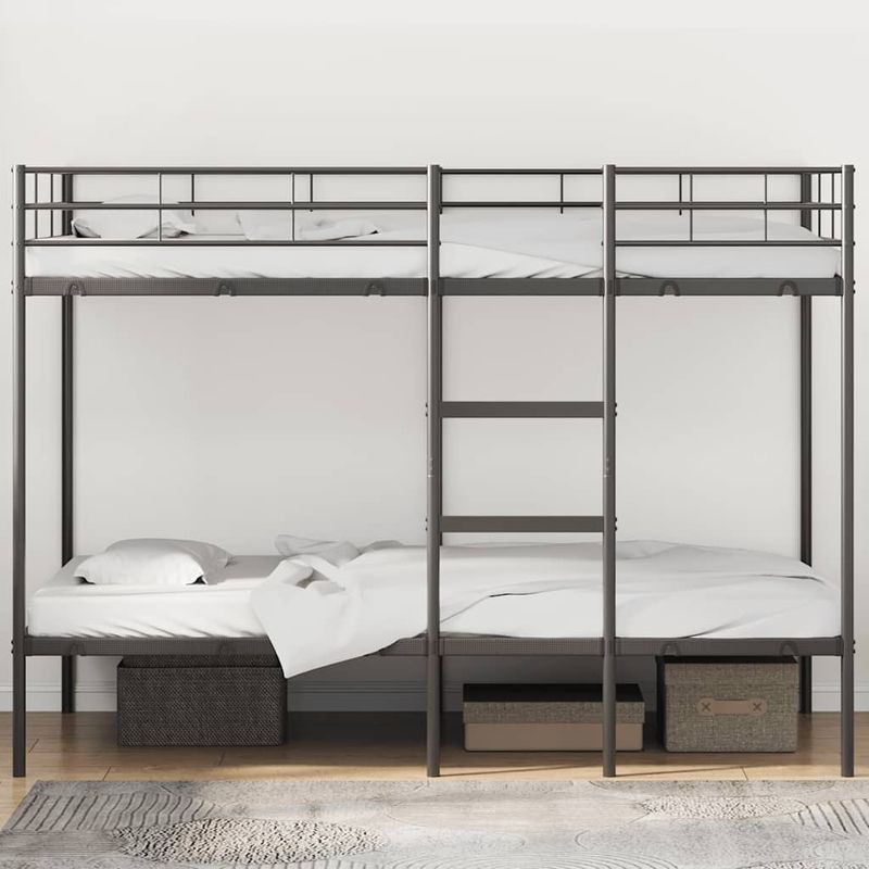 Casa si Gradina - Mobilier - Paturi si accesorii - Paturi - Pat supraetajat fara saltea negru 100x200 cm otel - Infinity.ro