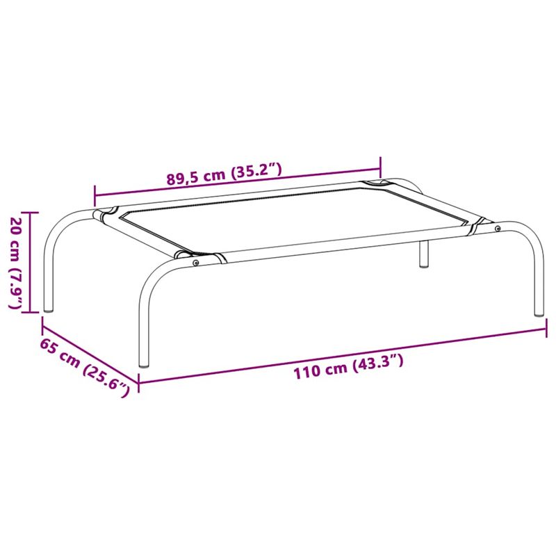 Petshop - Accesorii petshop - Culcusuri si custi - Culcusuri si saltele - Pat inaltat pentru caini gri 110x65x20 cm Textilena si otel - Infinity.ro