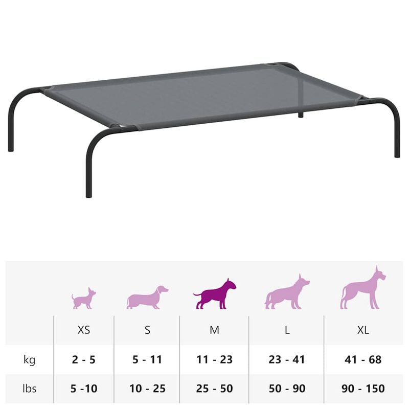 Petshop - Accesorii petshop - Culcusuri si custi - Culcusuri si saltele - Pat inaltat pentru caini gri 110x65x20 cm Textilena si otel - Infinity.ro
