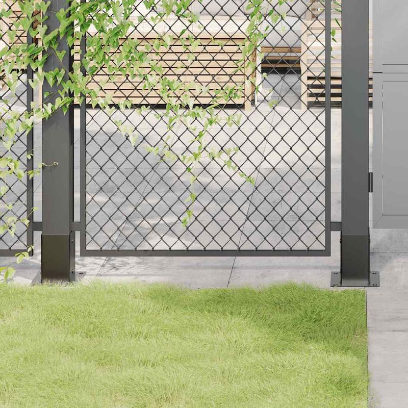Casa si Gradina - Gradina si terasa - Garduri, panouri si accesorii - Baze de stalp patrate 12 buc Antracit Otel acoperit cu pulbere, mărime 91x91 mm - Infinity.ro