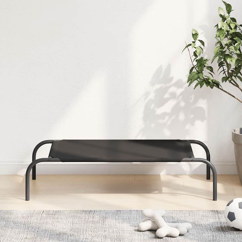 Petshop - Accesorii petshop - Culcusuri si custi - Culcusuri si saltele - Pat inaltat pentru caini negru tesatura Oxford și otel, mărime 90x50 cm - Infinity.ro