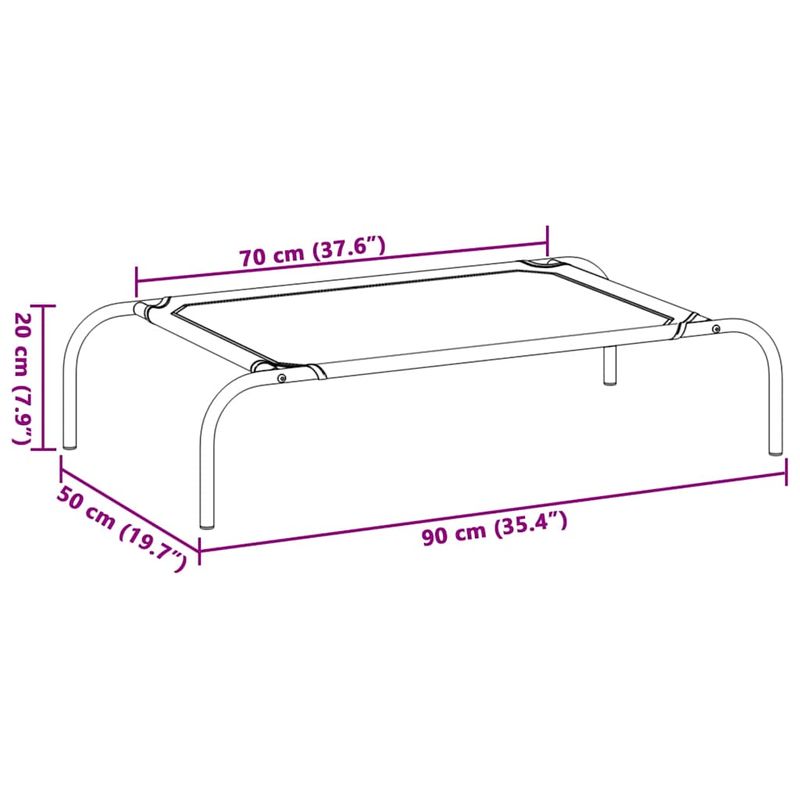 Petshop - Accesorii petshop - Culcusuri si custi - Culcusuri si saltele - Pat inaltat pentru caini negru tesatura Oxford și otel, mărime 90x50 cm - Infinity.ro