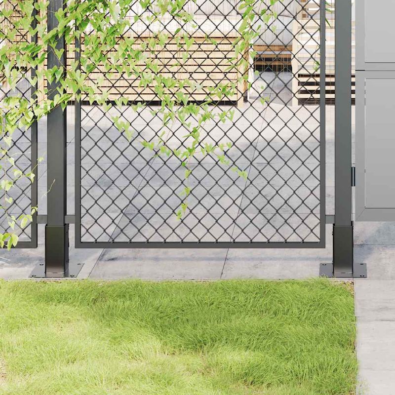 Casa si Gradina - Gradina si terasa - Garduri, panouri si accesorii - Baze de stalp patrate 12 buc Antracit Otel acoperit cu pulbere, mărime 71x71 mm - Infinity.ro