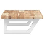 Casa si Gradina - Mobilier - Biblioteci si rafturi - Rafturi - Raft pentru lavoar montat pe perete, otel și lemn masiv acacia, maro și alb, mărime 80x40x2 cm, model trapez - Infinity.ro