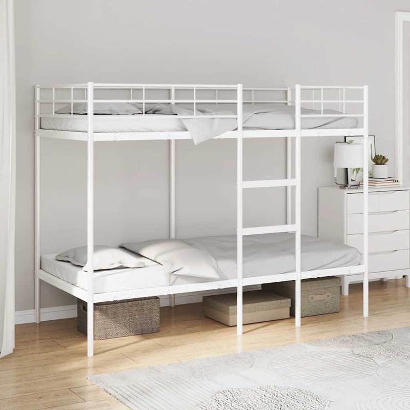 Casa si Gradina - Mobilier - Paturi si accesorii - Paturi - Pat supraetajat fara saltea alb 80x200 cm otel - Infinity.ro
