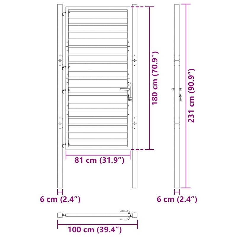 Casa si Gradina - Constructii - Usi interior, exterior si garaj - Usi garaj - Poarta de gradina incuiata neagra 100x180 cm aluminiu - Infinity.ro