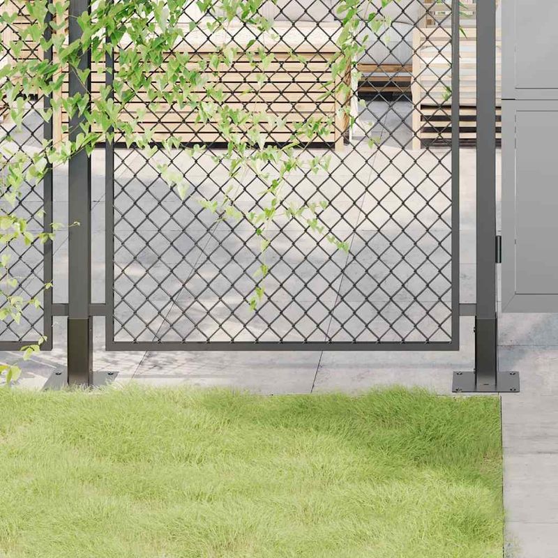 Casa si Gradina - Gradina si terasa - Garduri, panouri si accesorii - Baze stalp patrate 12 buc Antracit Otel acoperit cu pulbere, mărime 51x51 mm - Infinity.ro