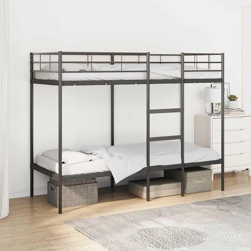 Casa si Gradina - Mobilier - Paturi si accesorii - Paturi - Pat supraetajat fara saltea negru 75x190 cm otel - Infinity.ro
