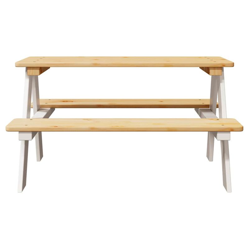 Casa si Gradina - Mobilier - Mese si birouri - Mese living - Masa pentru copii cu banci "IRUN" alb 90x79,5x50cm lemn masiv - Infinity.ro