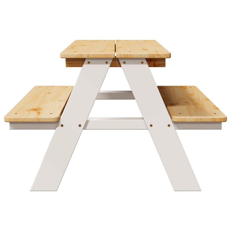 Casa si Gradina - Mobilier - Mese si birouri - Mese living - Masa pentru copii cu banci "IRUN" alb 90x79,5x50cm lemn masiv - Infinity.ro