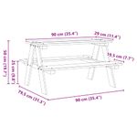 Casa si Gradina - Mobilier - Mese si birouri - Mese living - Masa pentru copii cu banci "IRUN" alb 90x79,5x50cm lemn masiv - Infinity.ro