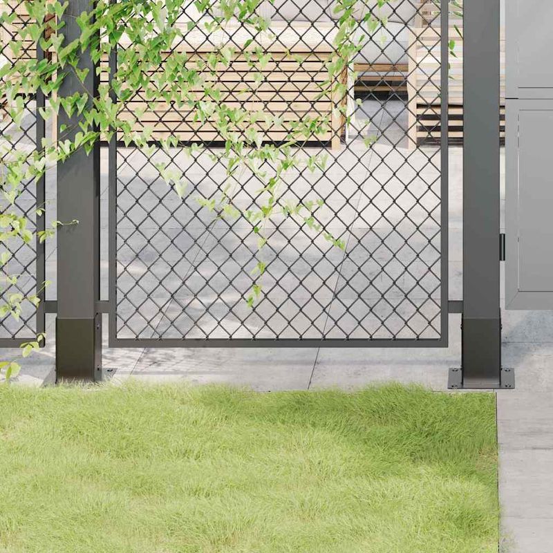 Casa si Gradina - Gradina si terasa - Garduri, panouri si accesorii - Baze stalp patrate 4 buc Antracit Otel acoperit cu pulbere, mărime 91x91 mm - Infinity.ro