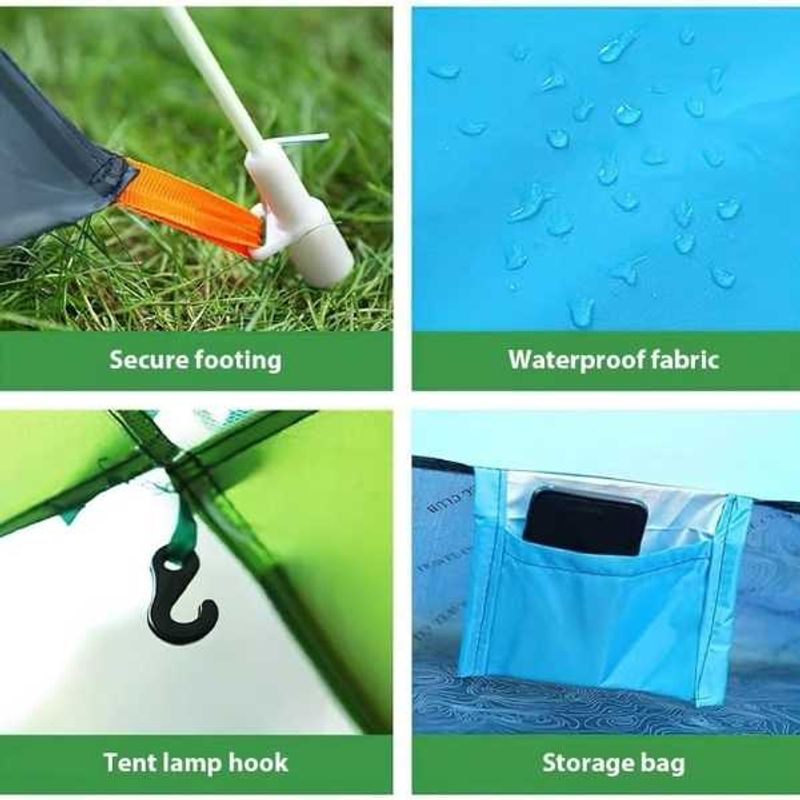 Sport si Outdoor - Camping - Corturi camping - Cort Automat de 3-4 Persoane, Impermeabil, Rezistent UV, Plasa Anti-Tantari, Poliester 170T, 200x200x135 cm, Portocaliu - Infinity.ro