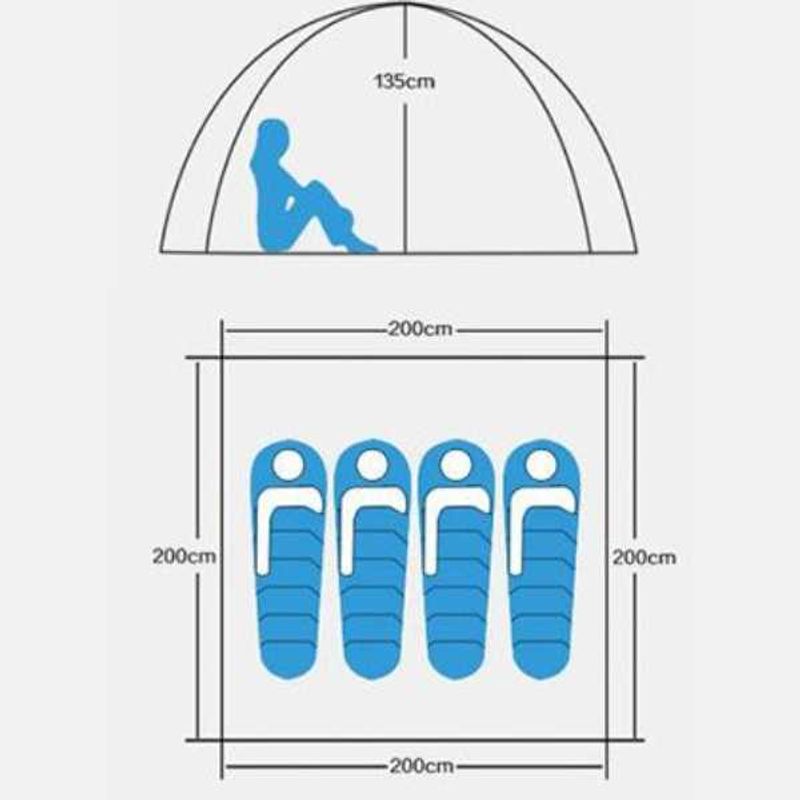 Sport si Outdoor - Camping - Corturi camping - Cort Automat de 3-4 Persoane, Impermeabil, Rezistent UV, Plasa Anti-Tantari, Poliester 170T, 200x200x135 cm, Portocaliu - Infinity.ro