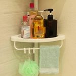 Casa si Gradina - Mobilier - Biblioteci si rafturi - Rafturi - Raft pentru baie/dus, Vasagle, reglabil, inox, 4 rafturi, alb, 85-305 cm - Infinity.ro