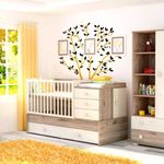 Casa si Gradina - Mobilier - Mobilier copii - Patuturi copii - Patut Transformabil cu Saltea Confort II, din Lemn Masiv, 5 Sertare, Grilaje Laterale pentru Protectie, 120×70 cm, Crem - Infinity.ro