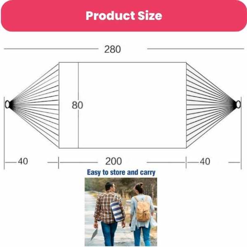 Casa si Gradina - Gradina si terasa - Balansoare si hamace - Hamace si suporturi - Hamac de Gradina Sistem Anti-Incalcire, Sac Transport si Accesorii Montaj Incluse, Maxim 180 Kg, Multicolor, 280 x 80 cm - Infinity.ro