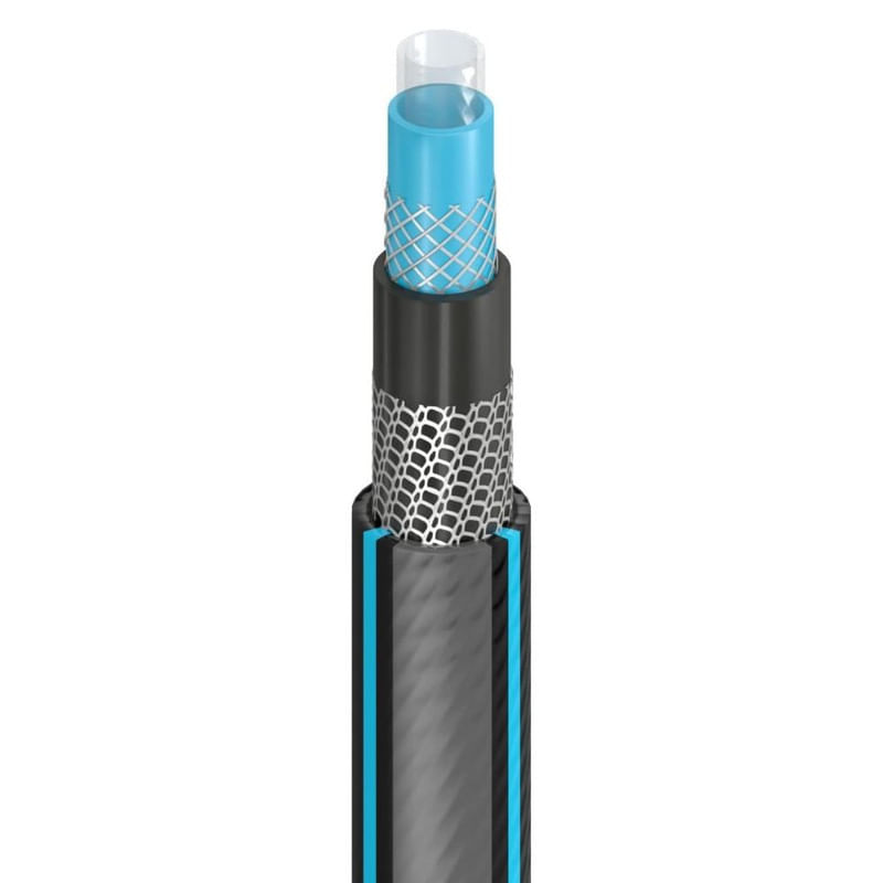 Casa si Gradina - Gradinarit si plante - Instalatii si accesorii pentru irigatii - Accesorii irigare - Furtun Mercaton Antirasucire pentru Gradina 1/2" din 6 Straturi, 2 Cuple si 1 Adaptor, Lungime 25 m, Negru - Infinity.ro