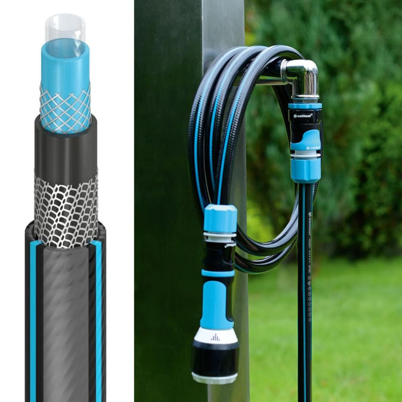 Casa si Gradina - Gradinarit si plante - Instalatii si accesorii pentru irigatii - Accesorii irigare - Furtun Mercaton Antirasucire pentru Gradina 1/2" din 6 Straturi, 2 Cuple si 1 Adaptor, Lungime 25 m, Negru - Infinity.ro