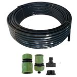 Casa si Gradina - Gradinarit si plante - Instalatii si accesorii pentru irigatii - Accesorii irigare - Furtun Mercaton Antirasucire pentru Gradina 1/2" din 6 Straturi, 2 Cuple si 1 Adaptor, Lungime 25 m, Negru - Infinity.ro