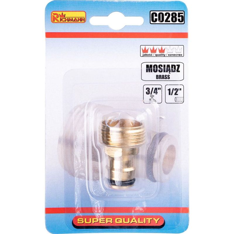 Casa si Gradina - Gradinarit si plante - Instalatii si accesorii pentru irigatii - Accesorii irigare - Adaptor robinet, filet exterior, alama, 3/4", Richmann - Infinity.ro