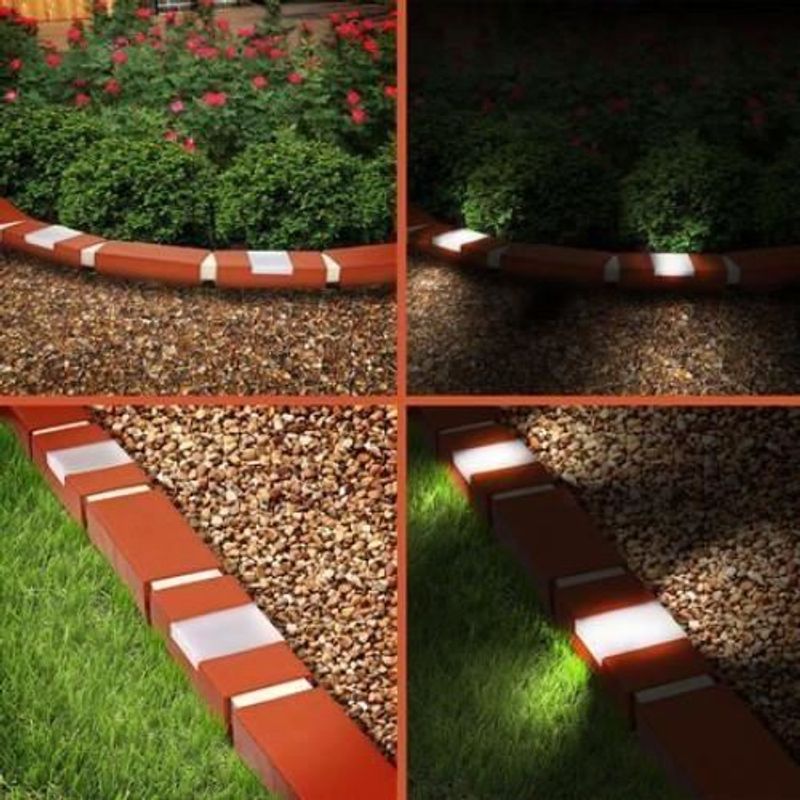 Casa si Gradina - Corpuri si surse de iluminat - Iluminat exterior - Lampi solare - Bordura decorativa, efect caramida, 2 x lampa LED cu iluminare solara, set 10 buc, 2.1 m - Infinity.ro