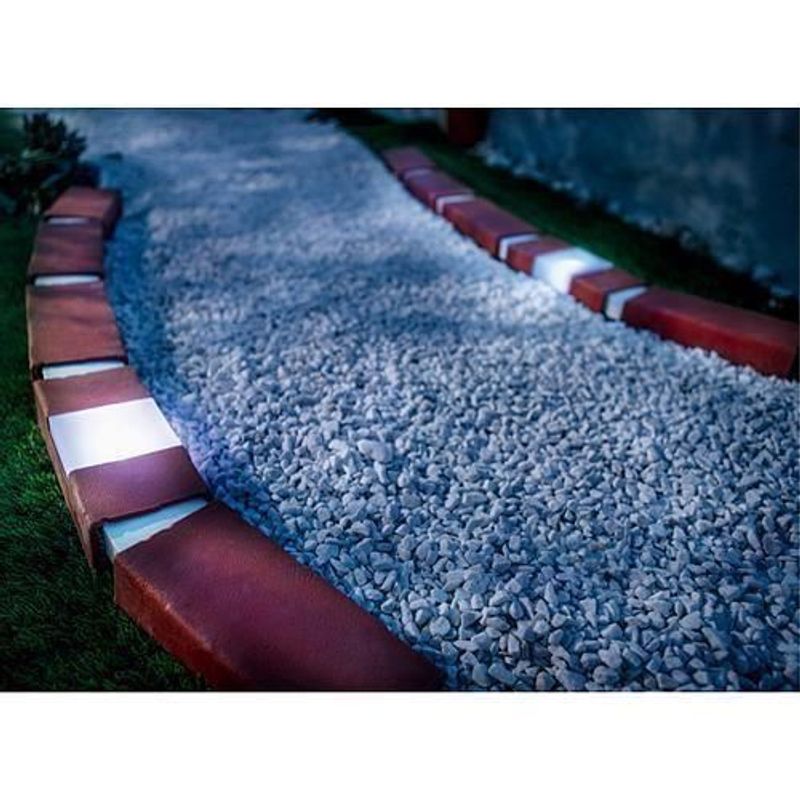 Casa si Gradina - Corpuri si surse de iluminat - Iluminat exterior - Lampi solare - Bordura decorativa, efect caramida, 2 x lampa LED cu iluminare solara, set 10 buc, 2.1 m - Infinity.ro