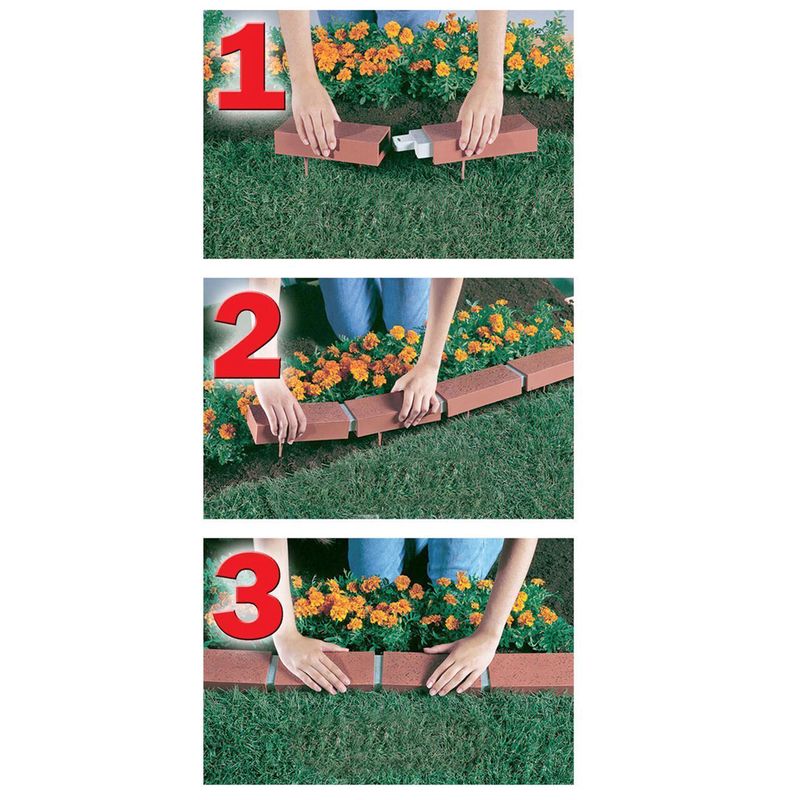 Casa si Gradina - Corpuri si surse de iluminat - Iluminat exterior - Lampi solare - Bordura decorativa, efect caramida, 2 x lampa LED cu iluminare solara, set 10 buc, 2.1 m - Infinity.ro