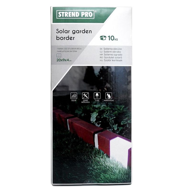 Casa si Gradina - Corpuri si surse de iluminat - Iluminat exterior - Lampi solare - Bordura decorativa, efect caramida, 2 x lampa LED cu iluminare solara, set 10 buc, 2.1 m - Infinity.ro