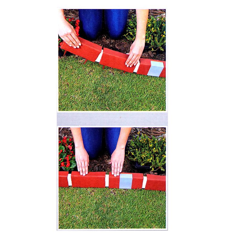 Casa si Gradina - Corpuri si surse de iluminat - Iluminat exterior - Lampi solare - Bordura decorativa, efect caramida, 2 x lampa LED cu iluminare solara, set 10 buc, 2.1 m - Infinity.ro