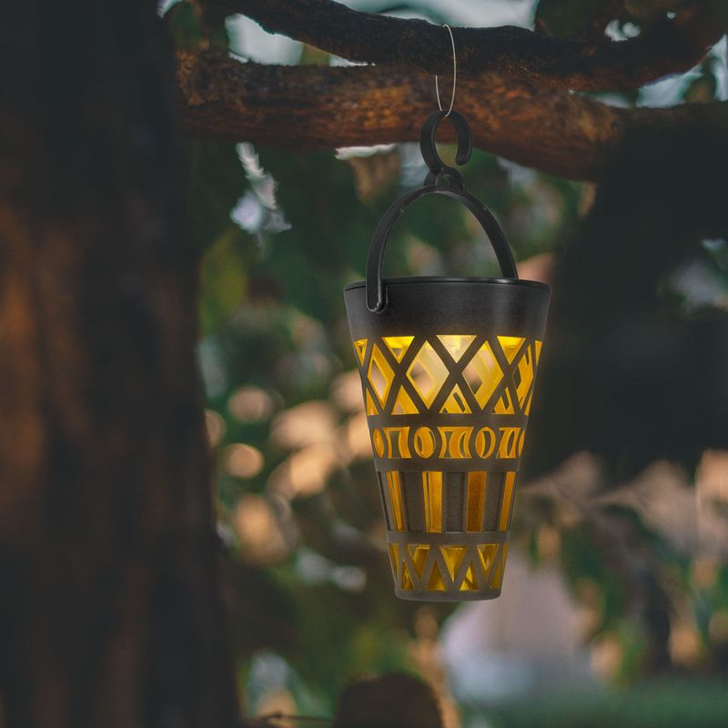 Casa si Gradina - Corpuri si surse de iluminat - Iluminat exterior - Lampi solare - Lampa solara suspendata - alb cald - 7 x 7 x 35 (+10) cm - Infinity.ro