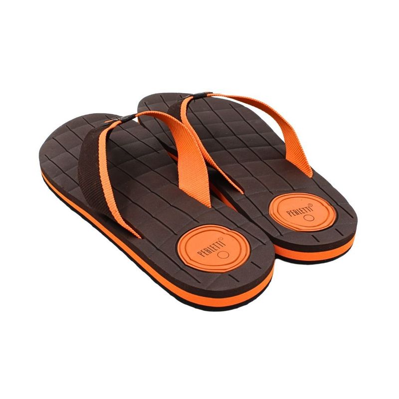 Fashion, accesorii si bijuterii - Barbati - Incaltaminte barbati - Slapi si papuci barbati - Slapi flip-flop barbati, Perletti, maro cu portocaliu, 42 EU - Infinity.ro