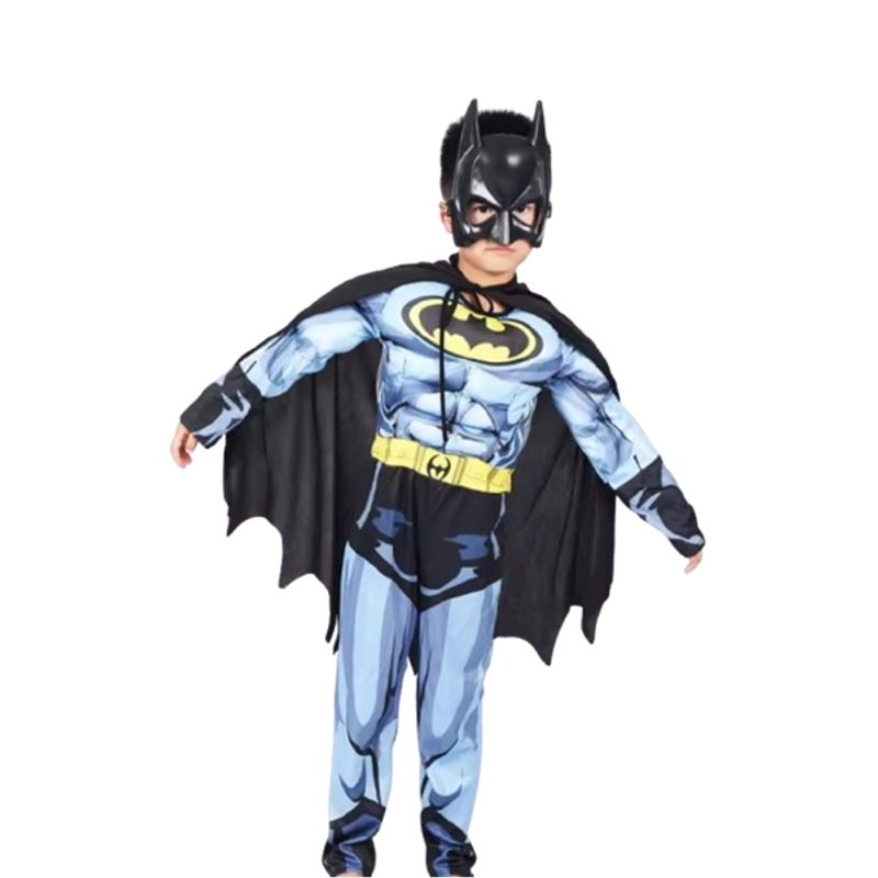 Jucarii, Copii si Bebe - Jucarii si jocuri - Jucarii de rol - Masti si costume copii - Costum Batman cu muschi pentru copii, S, 3-5 ani, 90-110 cm - Infinity.ro