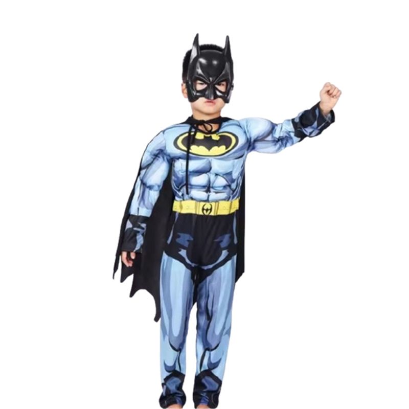 Jucarii, Copii si Bebe - Jucarii si jocuri - Jucarii de rol - Masti si costume copii - Costum Batman cu muschi pentru copii, S, 3-5 ani, 90-110 cm - Infinity.ro