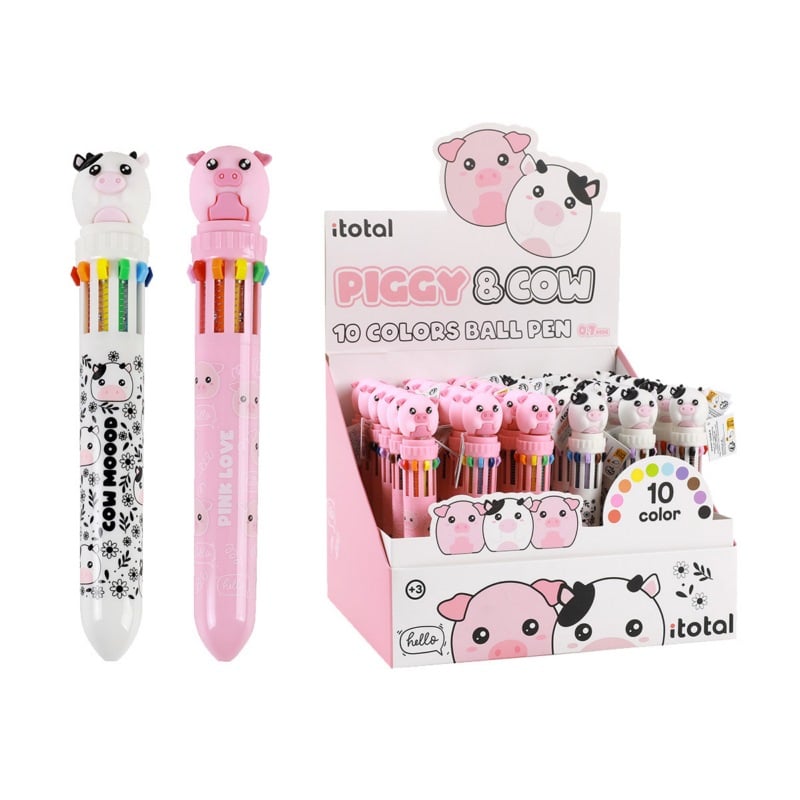 Carti si Birotica - Birotica - Instrumente de scris - Pixuri si stilouri - Pix multicolor cu mecanism retractabil, 10 culori, design animale domestice - Infinity.ro