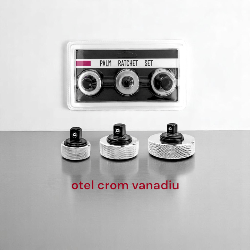 Auto si Moto - Piese auto si accesorii - Piese auto - Kit-uri revizie - Set 3 clicheti, reversibili, 1/4, 1/2, 3/8 inch, otel crom,anti alunecare, recomandat lucrului in spatiile inguste si greu accesibile - Infinity.ro