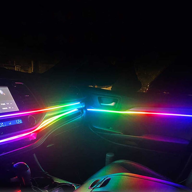 Auto si Moto - Electrice auto - Iluminare si semnalizare - Lumini ambientale - Lumini Ambientale Symphony LED 18 in 1 pentru Fata usa, Bord, Manere, Podea, Control din aplicatie Banda El Wire - Infinity.ro