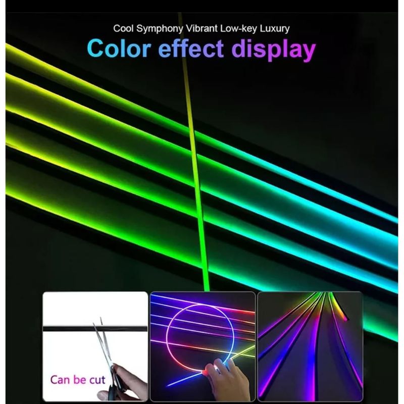 Auto si Moto - Electrice auto - Iluminare si semnalizare - Lumini ambientale - Lumini Ambientale Symphony LED 18 in 1 pentru Fata usa, Bord, Manere, Podea, Control din aplicatie Banda El Wire - Infinity.ro