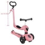 Sport si Outdoor - Role, trotinete si skateboard - Trotinete copii - Trotineta 3in1 transformabila in tricicleta, maner reglabil de impins pentru parinti, roti iluminate in miscare, roz - Infinity.ro