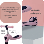 Sport si Outdoor - Role, trotinete si skateboard - Trotinete copii - Trotineta 3in1 transformabila in tricicleta, maner reglabil de impins pentru parinti, roti iluminate in miscare, roz - Infinity.ro