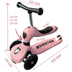 Sport si Outdoor - Role, trotinete si skateboard - Trotinete copii - Trotineta 3in1 transformabila in tricicleta, maner reglabil de impins pentru parinti, roti iluminate in miscare, roz - Infinity.ro